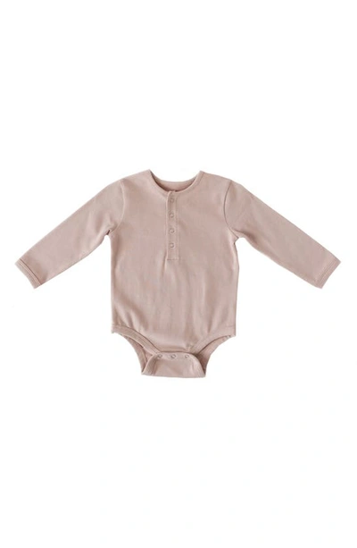 Shop Pehr Essential Long Sleeve Organic Cotton Bodysuit In Pink