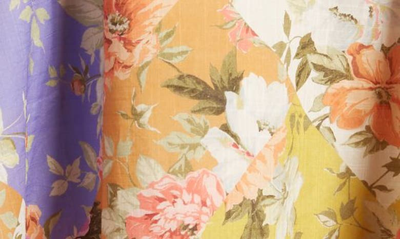 Shop Zimmermann Kids' Pattie Floral Print Flutter Sleeve Cotton Dress In Patch Floral