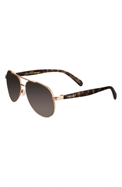 Shop Velvet Eyewear Bonnie 52mm Polarized Aviator Sunglasses In Gold