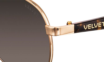 Shop Velvet Eyewear Bonnie 52mm Polarized Aviator Sunglasses In Gold