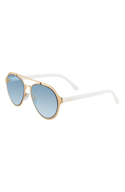 Shop Velvet Eyewear Jesse 55mm Aviator Sunglasses In Gold/blue