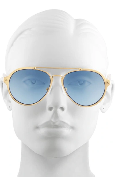 Shop Velvet Eyewear Jesse 55mm Aviator Sunglasses In Gold/blue