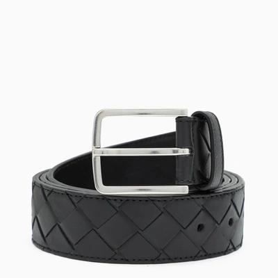 Shop Bottega Veneta Black Maxi Woven Belt