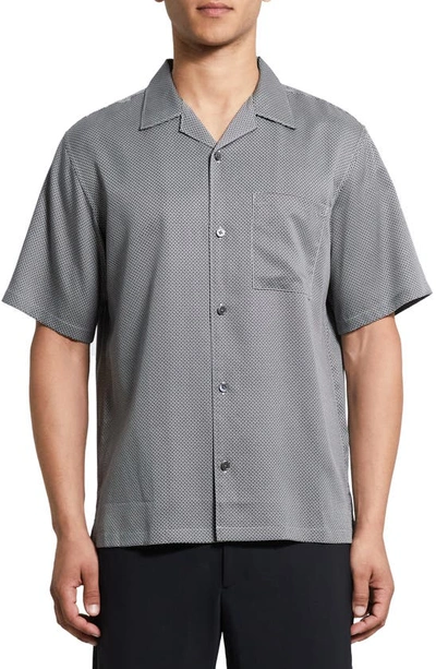 Shop Theory Noll Microprint Short Sleeve Button-up Camp Shirt In Tapir Multi