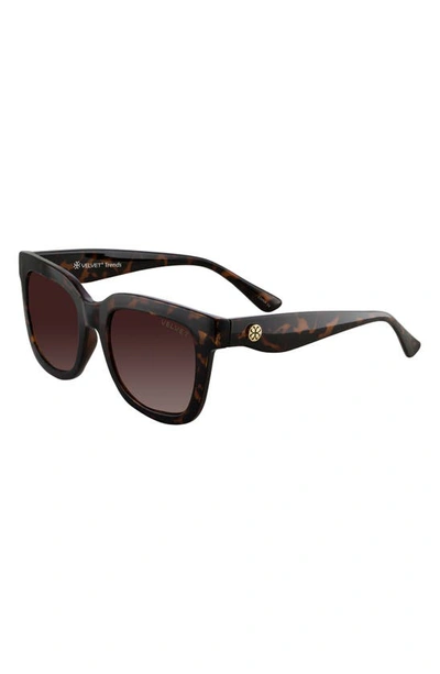 Shop Velvet Eyewear Gracie 56mm Gradient Round Sunglasses In Tortoise