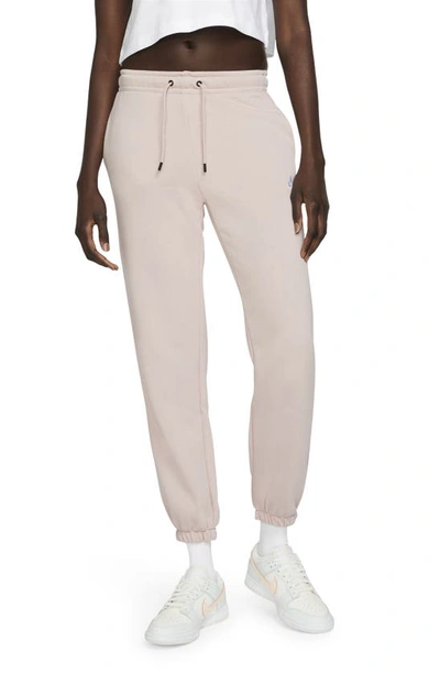 Shop Nike Sportswear Essential Fleece Pants In Pink Oxford/ White