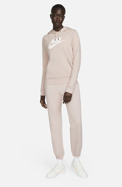Shop Nike Sportswear Essential Fleece Pants In Pink Oxford/ White