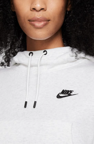 Shop Nike Sports Essentials Crop Hoodie In Birch Heather/ White/ Black