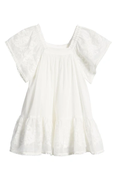 Shop Zimmermann Kids' Anneke Flutter Sleeve Cotton Dress In Ivory