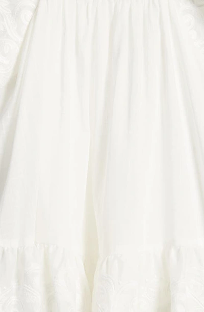 Shop Zimmermann Kids' Anneke Flutter Sleeve Cotton Dress In Ivory