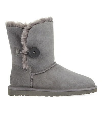 Ugg Mini Bailey Button Ii Genuine Shearling Boot In Grey
