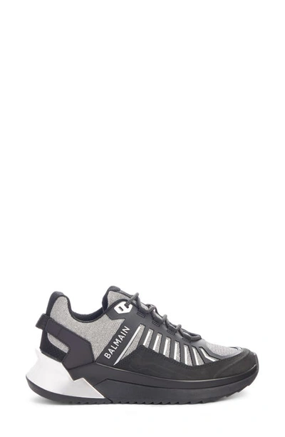 Shop Balmain B-trail Glitter Sneaker In Black/ Silver