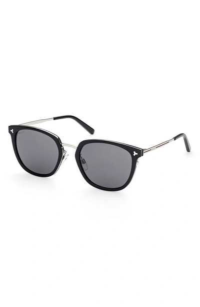 Shop Bally 56mm Square Sunglasses In Shiny Black / Smoke
