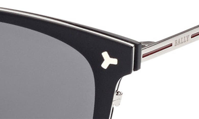 Shop Bally 56mm Square Sunglasses In Shiny Black / Smoke