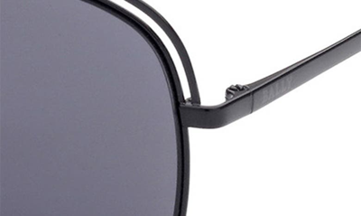 Shop Bally 58mm Navigator Sunglasses In Shiny Black / Blue