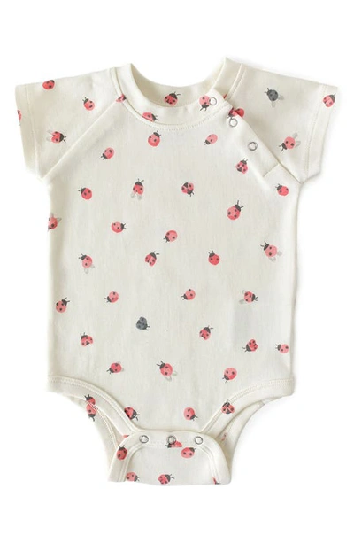 Shop Pehr Organic Cotton Bodysuit In Ivory/ Red