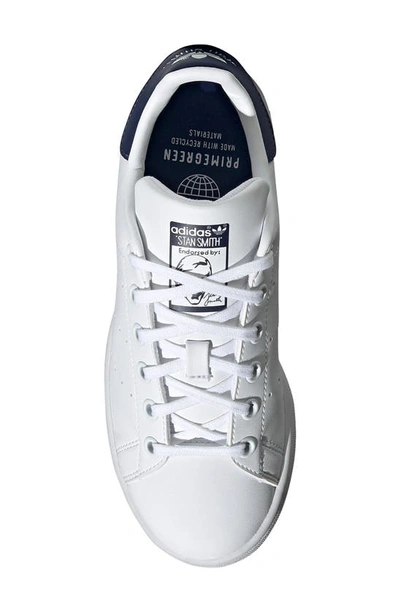 Shop Adidas Originals Stan Smith Low Top Sneaker In White/ Dark Blue