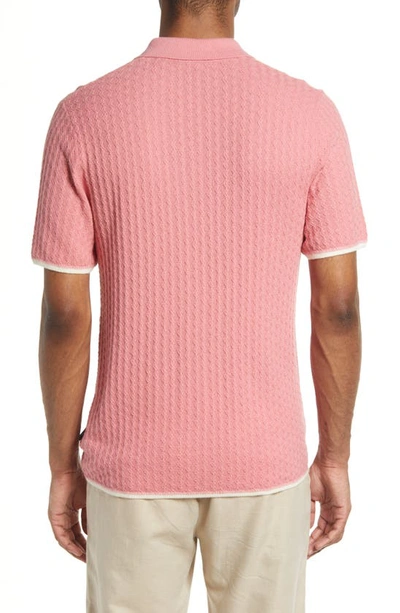 Shop Ted Baker Lytton Textured Cotton Blend Polo Shirt In Mid Pink