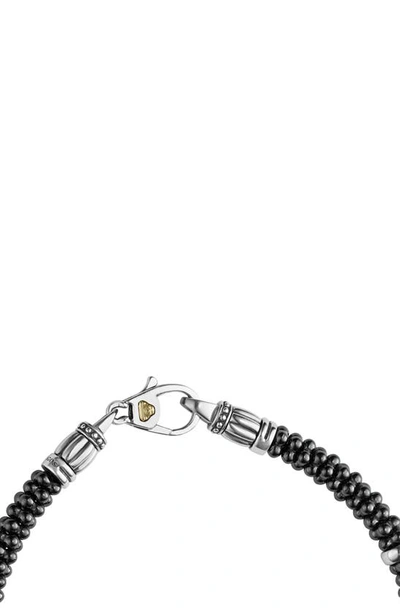 Lagos Black Caviar Ceramic Sterling Silver And 18k Gold Bracelet In Black