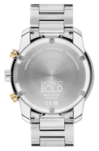 Movado Men's Swiss Chronograph Bold Verso Stainless Steel Bracelet Watch 44mm In Silver