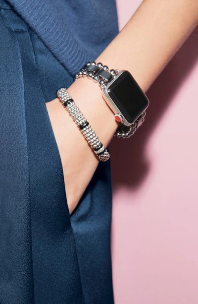 Lagos Sterling Silver Black Caviar Rope Bracelet With Diamonds & Black Ceramic In Black