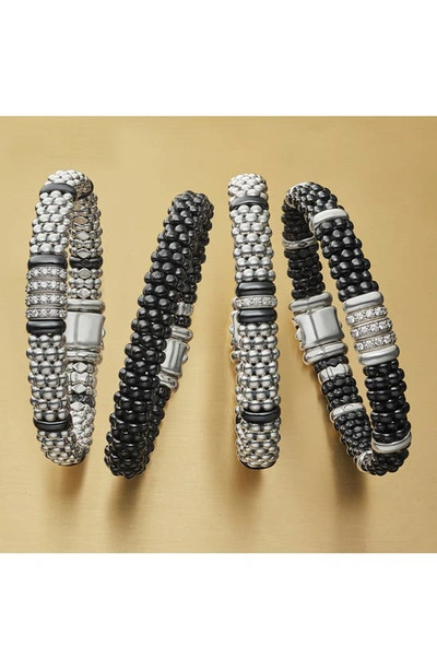 Lagos Sterling Silver Black Caviar Rope Bracelet With Diamonds & Black Ceramic In Black