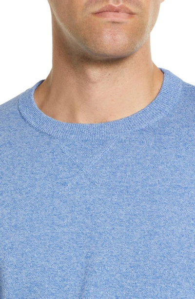 Shop Schott Solid Cotton Crewneck Sweater In Heather Blue