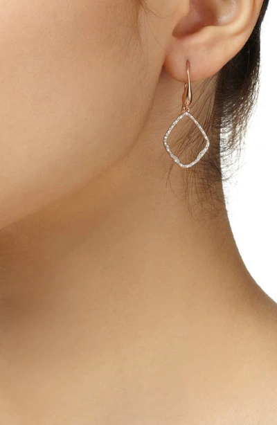 Shop Monica Vinader Riva Diamond Hoop Drop Earrings In Rose Gold