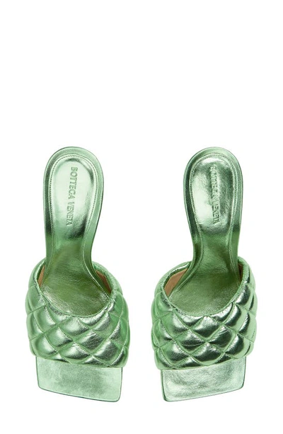 Shop Bottega Veneta Padded Metallic Slide Sandal In Pistachio