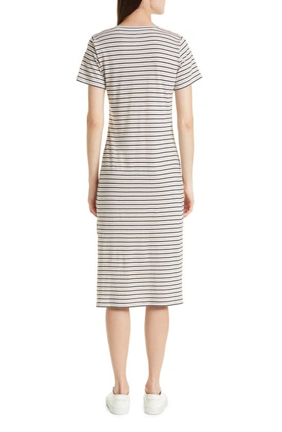 Shop M.m.lafleur The Renee Stripe Organic Pima Cotton T-shirt Dress In Tan Black
