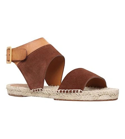 Shop Chloé Rabbit Suede And Leather Espadrilles In Dk.brn Com