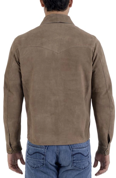 Shop Frye Suede Long Sleeve Shacket In Taupe