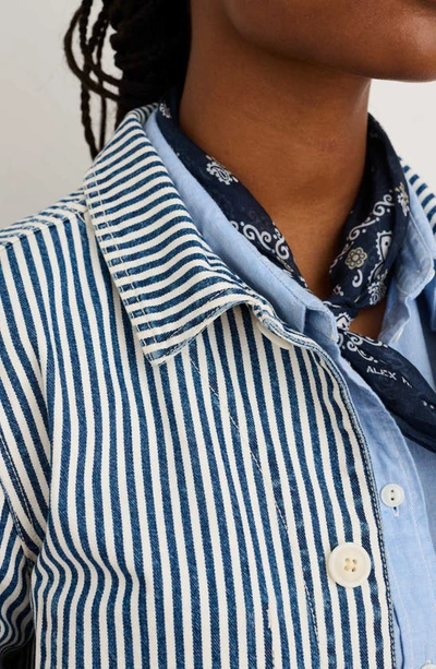 Shop Alex Mill Britt Railroad Stripe Cotton Work Jacket In Indigo/ Ivory