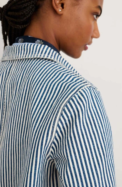 Shop Alex Mill Britt Railroad Stripe Cotton Work Jacket In Indigo/ Ivory