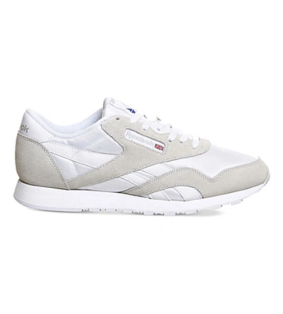 Reebok Classic Suede And Nylon Trainers In White Light Grey