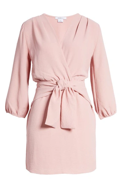 Shop Fraiche By J Long Sleeve Tie Front Dress In Rose