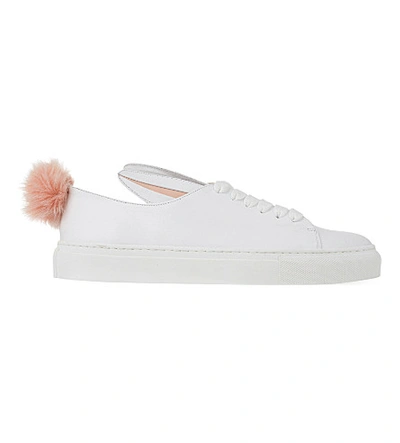 Shop Minna Parikka Tail Leather And Faux-fur Trainers In White