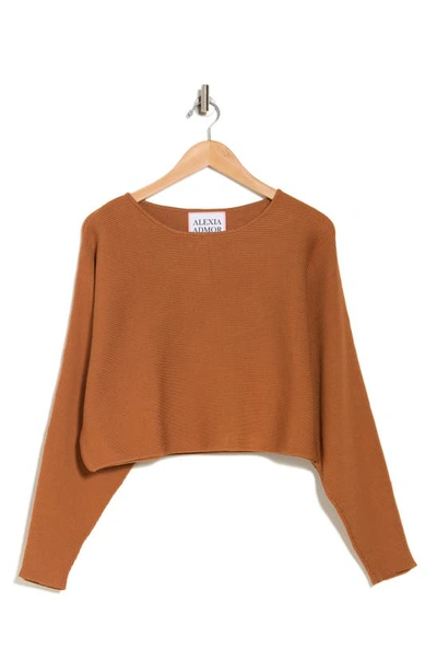 Shop Alexia Admor Ribbed Knit Dolman Sleeve Top In Camel