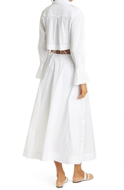 Shop Jonathan Simkhai Alex Cutout Detail Long Sleeve Poplin Shirtdress In White