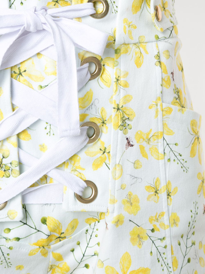 Isolda Floral-print Lace-up Fastening Shorts In Yellow