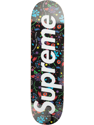 Shop Supreme Air Brushed Floral Skateboard In Black