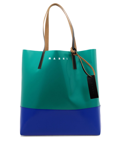 Shop Marni Two-tone Shoulder Bag In Green