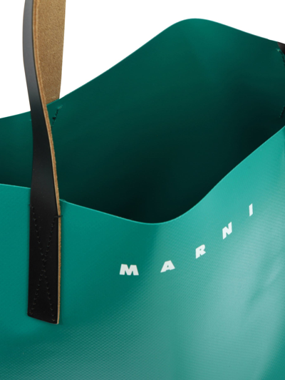 Shop Marni Two-tone Shoulder Bag In Green