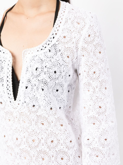 Shop Anjuna Crochet-knit Split-neck Dress In White