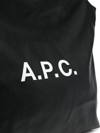 Shop Apc Logo-print Leather Tote Bag In Black