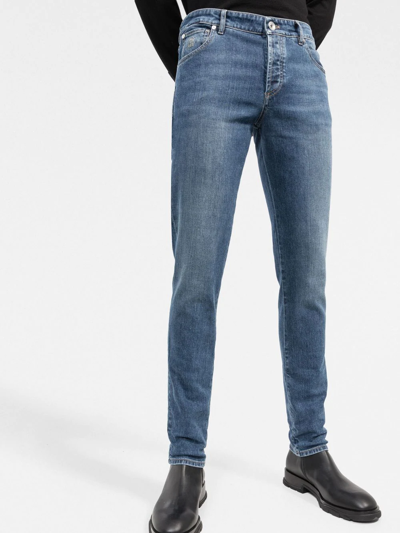Brunello Cucinelli Faded Wash Skinny Jeans In Blue