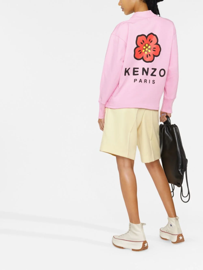 Shop Kenzo Boke Flower-print Oversized Cardigan In Pink