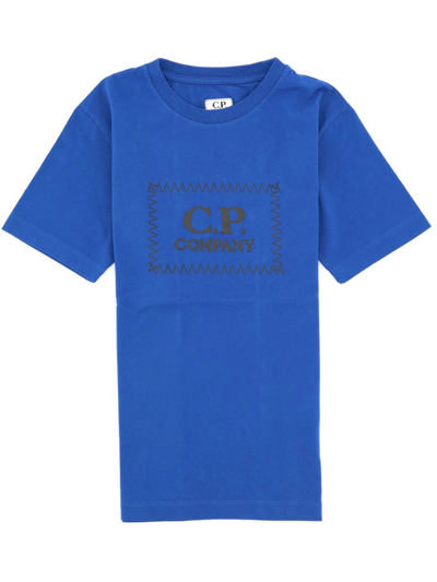 Shop C.p. Company Printed T-shirt In Blue Quartz
