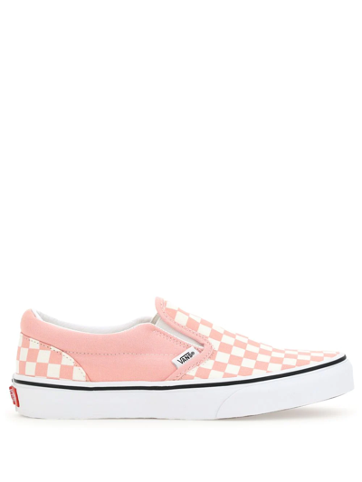 Shop Vans Classic Slip On In Checkerboard Pink/white