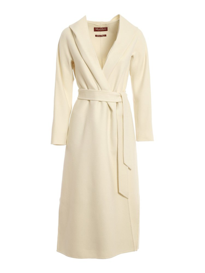 Shop Max Mara Studio Belted Trench Coat In White